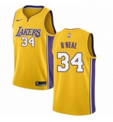 Womens Nike Los Angeles Lakers 34 Shaquille ONeal Swingman Gold Home NBA Jersey Icon Edition