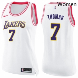 Womens Nike Los Angeles Lakers 7 Isaiah Thomas Swingman WhitePink Fashion NBA Jersey 