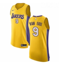 Womens Nike Los Angeles Lakers 9 Nick Van Exel Authentic Gold Home NBA Jersey Icon Edition 