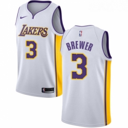 Youth Nike Los Angeles Lakers 3 Corey Brewer Authentic White NBA Jersey Association Edition 