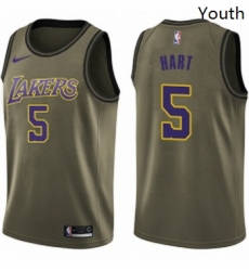 Youth Nike Los Angeles Lakers 5 Josh Hart Swingman Green Salute to Service NBA Jersey 