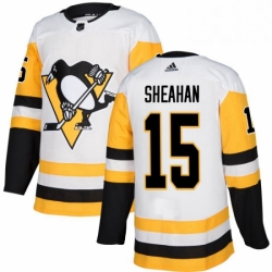 Mens Adidas Pittsburgh Penguins 15 Riley Sheahan Authentic White Away NHL Jersey 