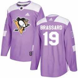 Mens Adidas Pittsburgh Penguins 19 Derick Brassard Authentic Purple Fights Cancer Practice NHL Jersey 