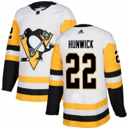 Mens Adidas Pittsburgh Penguins 22 Matt Hunwick Authentic White Away NHL Jersey 