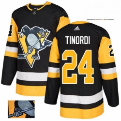 Mens Adidas Pittsburgh Penguins 24 Jarred Tinordi Authentic Black Fashion Gold NHL Jersey 