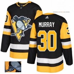 Mens Adidas Pittsburgh Penguins 30 Matt Murray Authentic Black Fashion Gold NHL Jersey 