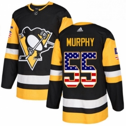 Mens Adidas Pittsburgh Penguins 55 Larry Murphy Authentic Black USA Flag Fashion NHL Jersey 