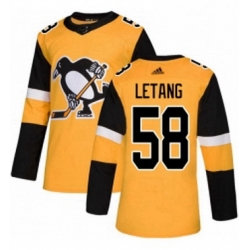 Mens Adidas Pittsburgh Penguins 58 Kris Letang Premier Gold Alternate NHL Jersey 