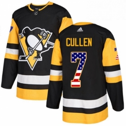 Mens Adidas Pittsburgh Penguins 7 Matt Cullen Authentic Black USA Flag Fashion NHL Jersey 