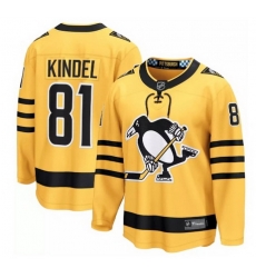 NHL Penguins 81 KINDEL Yellow Stitched Fanatics Hockey Jersey