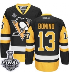 Penguins #13 Nick Bonino Black Alternate 2017 Stanley Cup Final Patch Stitched NHL Jersey