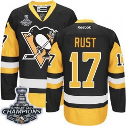 Penguins #17 Bryan Rust Black Alternate 2017 Stanley Cup Finals Champions Stitched NHL Jersey