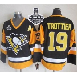 Penguins #19 Bryan Trottier Black CCM Throwback 2017 Stanley Cup Final Patch Stitched NHL Jersey