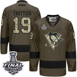 Penguins #19 Bryan Trottier Green Salute to Service 2017 Stanley Cup Final Patch Stitched NHL Jersey