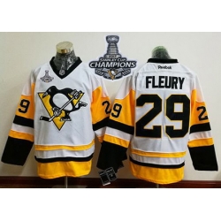 Penguins #29 Andre Fleury White New Away 2017 Stanley Cup Finals Champions Stitched NHL Jersey