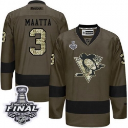 Penguins #3 Olli Maatta Green Salute to Service 2017 Stanley Cup Final Patch Stitched NHL Jersey