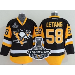 Penguins #58 Kris Letang Black Alternate 2017 Stanley Cup Finals Champions Stitched NHL Jersey