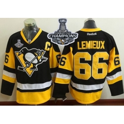 Penguins #66 Mario Lemieux Black Alternate 2017 Stanley Cup Finals Champions Stitched NHL Jersey