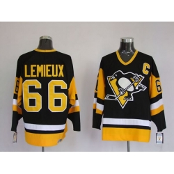 Penguins #66 Mario Lemieux Stitched Black Mitchell 26Ness NHL Jersey