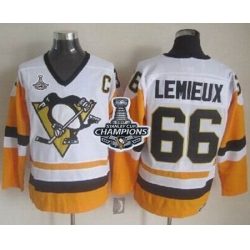 Penguins #66 Mario Lemieux White Black CCM Throwback 2017 Stanley Cup Finals Champions Stitched NHL Jersey