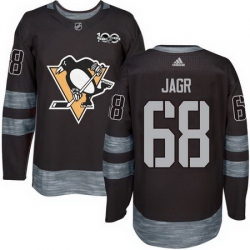 Penguins #68 Jaromir Jagr Black 1917 2017 100th Anniversary Stitched NHL Jersey