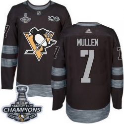 Penguins #7 Joe Mullen Black 1917 2017 100th Anniversary Stanley Cup Finals Champions Stitched NHL Jersey