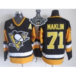 Penguins #71 Evgeni Malkin Black CCM Throwback 2017 Stanley Cup Finals Champions Stitched NHL Jersey