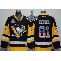 Penguins #81 Phil Kessel Black Alternate USA Flag Fashion 2017 Stanley Cup Finals Champions Stitched NHL Jersey