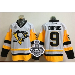 Penguins #9 Pascal Dupuis White New Away 2017 Stanley Cup Final Patch Stitched NHL Jersey