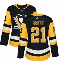 Womens Adidas Pittsburgh Penguins 21 Michel Briere Authentic Black Home NHL Jersey 