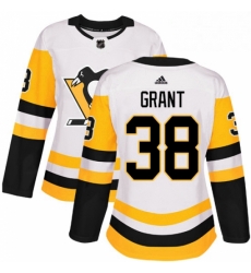 Womens Adidas Pittsburgh Penguins 38 Derek Grant Authentic White Away NHL Jersey 