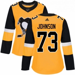 Womens Adidas Pittsburgh Penguins 73 Jack Johnson Authentic Gold Alternate NHL Jersey 