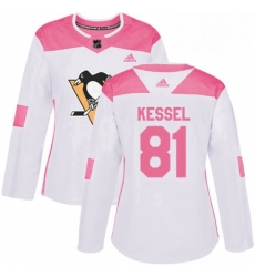 Womens Adidas Pittsburgh Penguins 81 Phil Kessel Authentic WhitePink Fashion NHL Jersey 