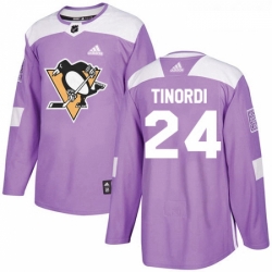 Youth Adidas Pittsburgh Penguins 24 Jarred Tinordi Authentic Purple Fights Cancer Practice NHL Jersey 