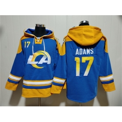 Men Los Angeles Rams 17 Davante Adams Blue Ageless Must Have Lace Up Pullover Hoodie