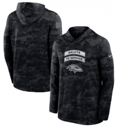 Men Baltimore Ravens Black 2026 Salute to Service Sideline Lightweight Hoodie Dri FIT Long Sleeve Top