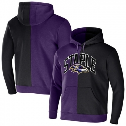 Men Baltimore Ravens Purple Black Split Logo Pullover Hoodie