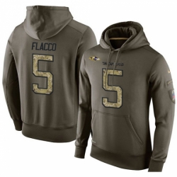 NFL Nike Baltimore Ravens 5 Joe Flacco Green Salute To Service Mens Pullover Hoodie