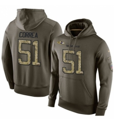 NFL Nike Baltimore Ravens 51 Kamalei Correa Green Salute To Service Mens Pullover Hoodie