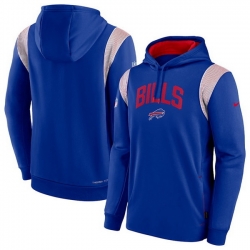 Men Buffalo Bills Royal Sideline Stack Performance Pullover Hoodie 002