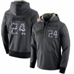 NFL Mens Nike Buffalo Bills 24 Leonard Johnson Stitched Black Anthracite Salute to Service Player Performance Hoodie