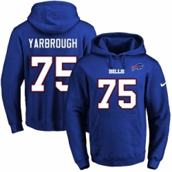 NFL Mens Nike Buffalo Bills 75 Eddie Yarbrough Royal Blue Name Number Pullover Hoodie