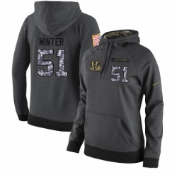 NFL Womens Nike Cincinnati Bengals 51 Kevin Minter Stitched Black Anthracite Salute to Service Player Performance Hoodie