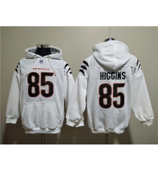 Men Cincinnati Bengals 85 Tee Higgins White Pullover Hoodie