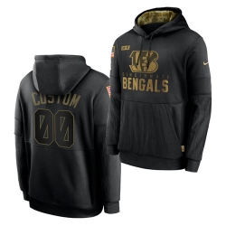 Men Custom Men Cincinnati Bengals 2020 Salute To Service Black Sideline Performance Pullover Hoodie