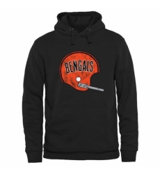 NFL Mens Cincinnati Bengals Pro Line Black Throwback Logo Pullover Hoodie