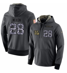 NFL Mens Nike Cincinnati Bengals 28 Joe Mixon Stitched Black Anthracite Salute to Service Player Performance Hoodie