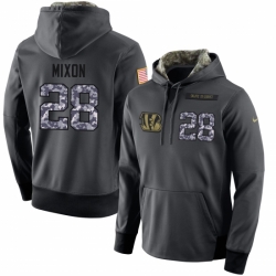 NFL Mens Nike Cincinnati Bengals 28 Joe Mixon Stitched Black Anthracite Salute to Service Player Performance Hoodie