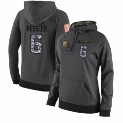 NFL Womens Nike Cleveland Browns 6 Cody Kessler Stitched Black Anthracite Salute to Service Player Performance Hoodie