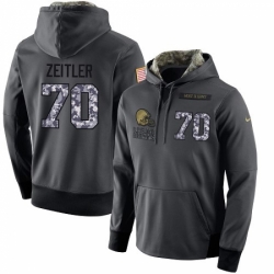 NFL Mens Nike Cleveland Browns 70 Kevin Zeitler Stitched Black Anthracite Salute to Service Player Performance Hoodie